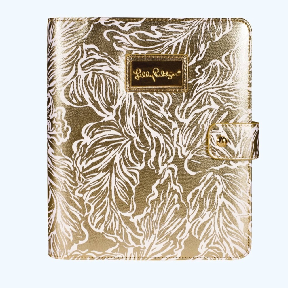 LILLY PULITZER AGENDA FOLIO GOLD METALLIC LEAFS